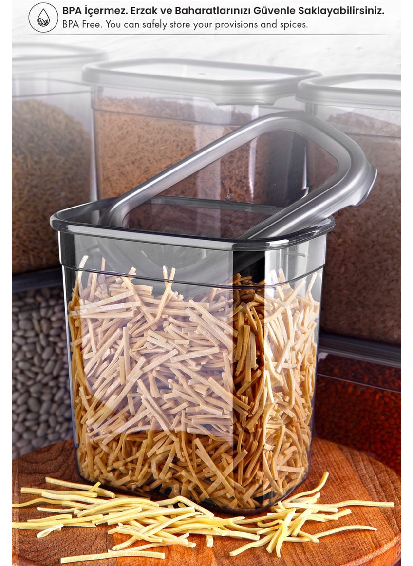 Kitchen Life - مجموعة حاويات تخزين الغذاء المربعة الم labeledة 24 قطعة ورف التوابل مع ملعقة - (1750 مل + 1200 مل + 450 مل) - Image 1