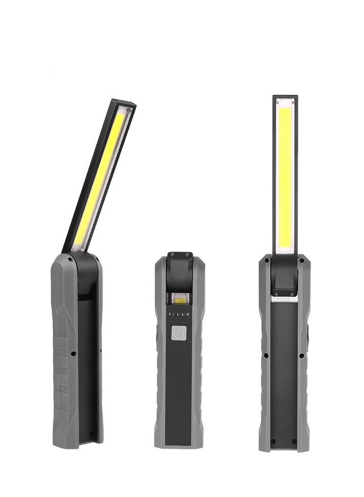 Rechargeable LED Work Light, Foldable USB Portable Flashlight with Magnetic Base, Hook, 300° Rotation, Power Indicator, Ideal for Mechanic, Camping, Emergency, Repair, BBQ - Image 1