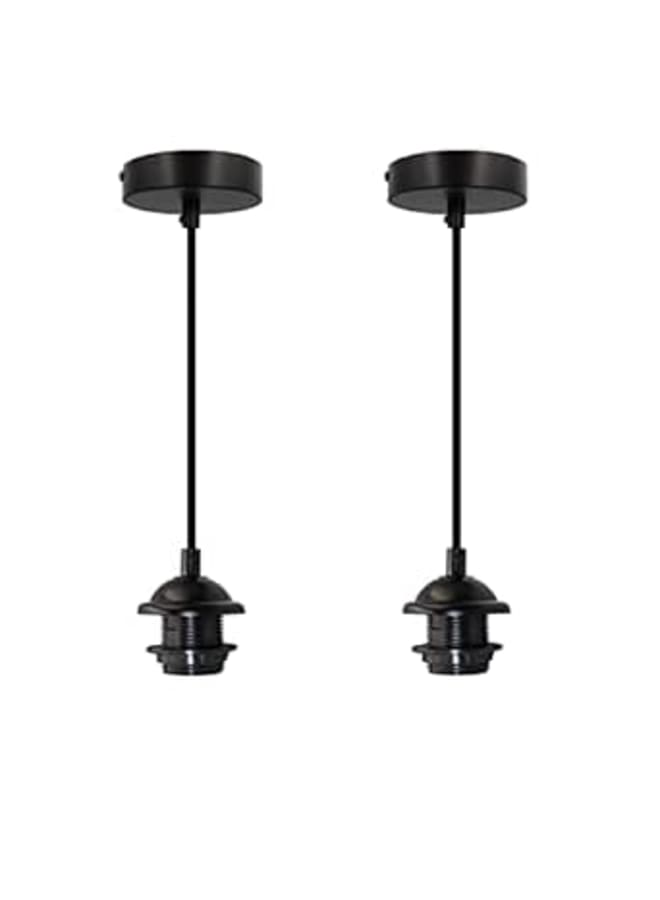 El Rawda Lighting Sinyaung Vintage Hanging Pendant Lights Lamp Kit 2 Pack 120CM Black DIY Mini Pendant Light Modern Pendant Ceiling Light Fixtures E27 Lamp Socket Adjustable for Shade Bedrooms Bar