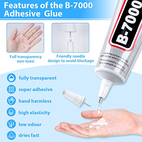 Cruzix غراء لاصق سوبر B-7000، قوة صناعية، معجون B7000 للحرف، الملابس، الأحذية، القماش، صناعة المجوهرات، الهواتف المحمولة، الأجهزة اللوحية، الخشب، المطاط، الجلد (2x50 مل/1.68 أونصة) - Image 2