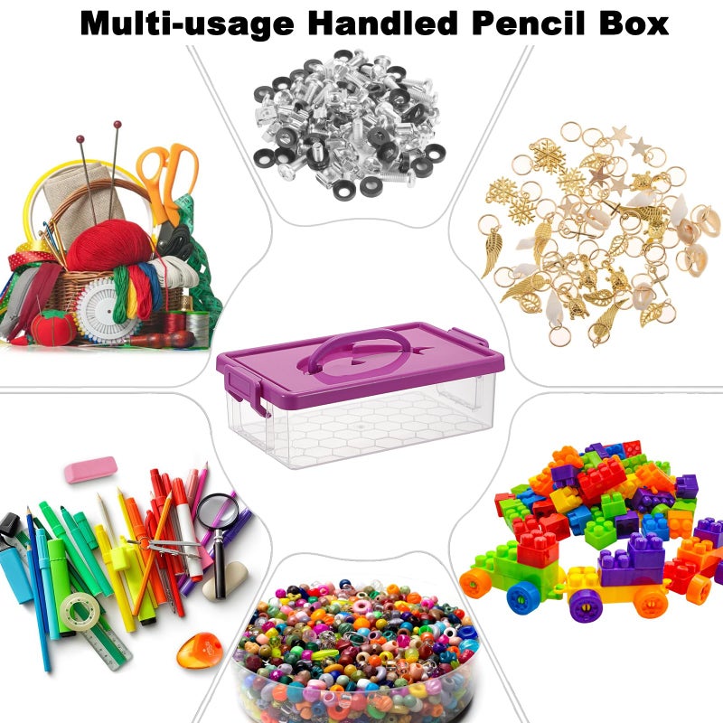 BTSKY 1-Pack Clear Plastic Storage Box with Lid, Stackable Organizer Featuring Easy-Lift Dolphin Design, Multi-Use Portable Container for Home, Craft, Office, Space-Saving with Secure-Clasp, Purple - Image 5