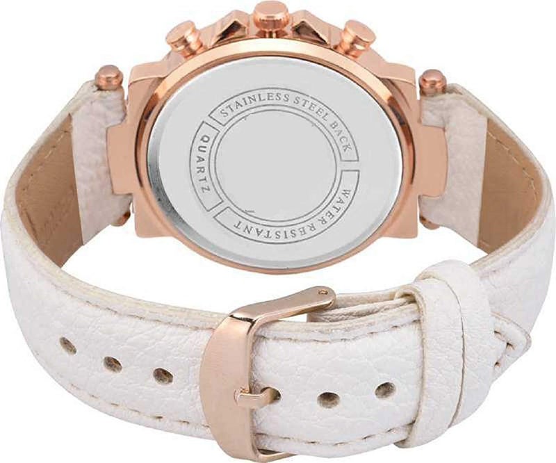 CLOUDWOOD Analogue White Dial Leather Strap Watch for Womens & Girls -WCL112 (White) - Image 2