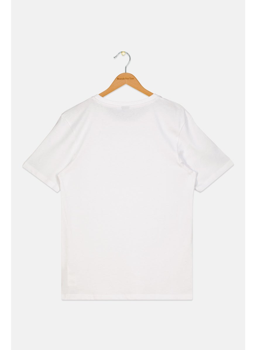 NAUTICA - Kids Boy Short Sleeves Brand Logo T-Shirt, White - Image 1