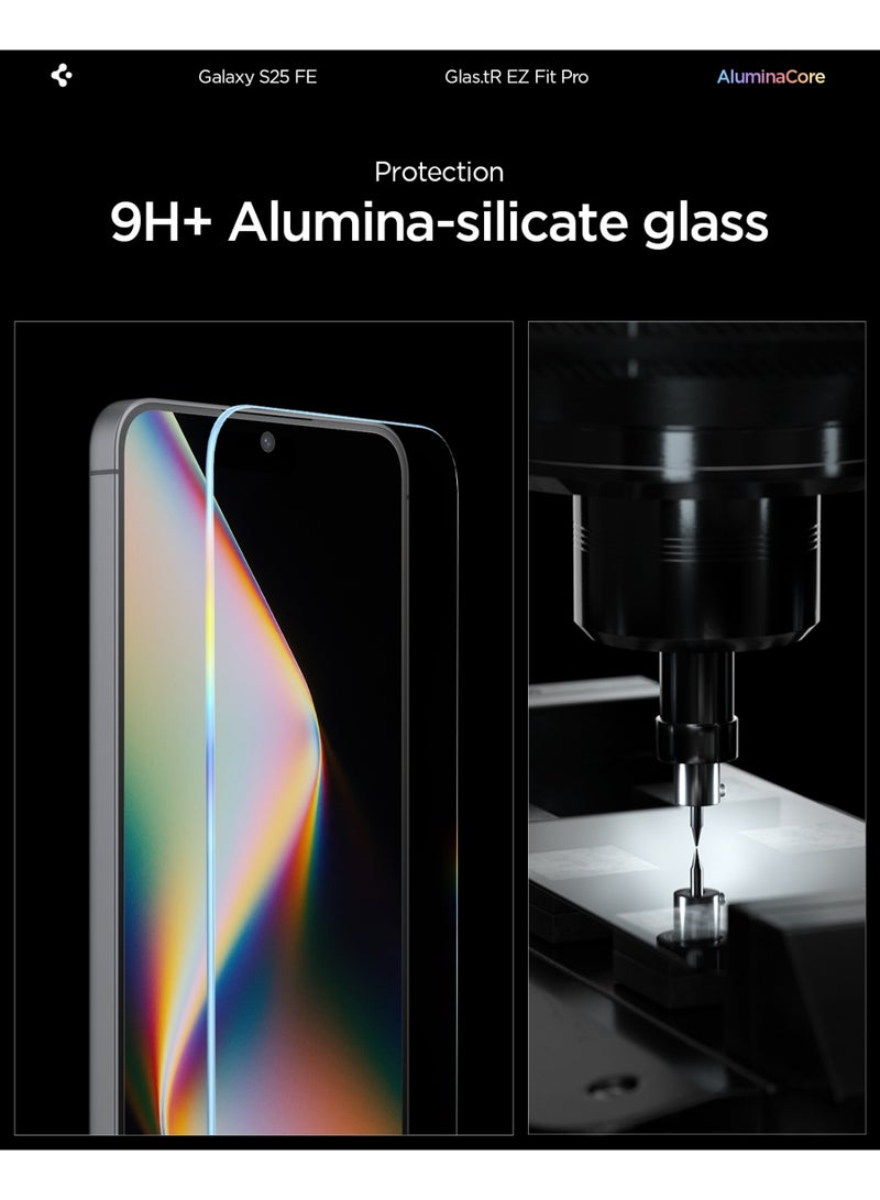 Spigen حماية شاشة GLAStR EZ Fit PRO لهاتف سامسونج جالاكسي S25 FE [عبوة 2] زجاج مقسى فاخر [معززة بالألمنيوم] مقاومة للصدمات [متوافقة مع الجرابات] - عبوة 2 - Image 3