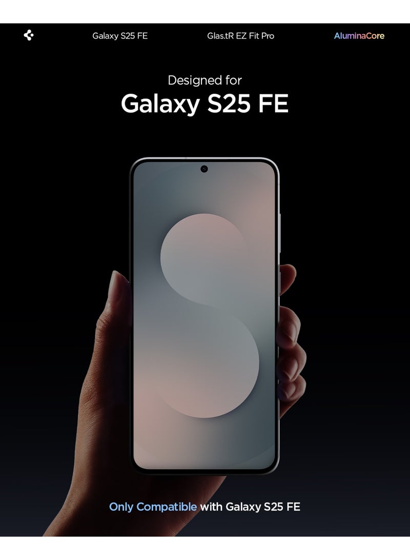 Spigen حماية شاشة GLAStR EZ Fit PRO لهاتف سامسونج جالاكسي S25 FE [عبوة 2] زجاج مقسى فاخر [معززة بالألمنيوم] مقاومة للصدمات [متوافقة مع الجرابات] - عبوة 2 - Image 2