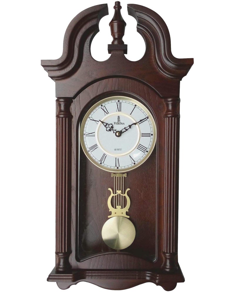 Lovely Home Essentials Pendulum Wall Clock Battery Operated  Wooden Hanging Grandfather Wall Clock with Pendulum 235x9 inch  Quiet NonChiming with Real Wood for Living Room Decor Office  Home Dcor Gift