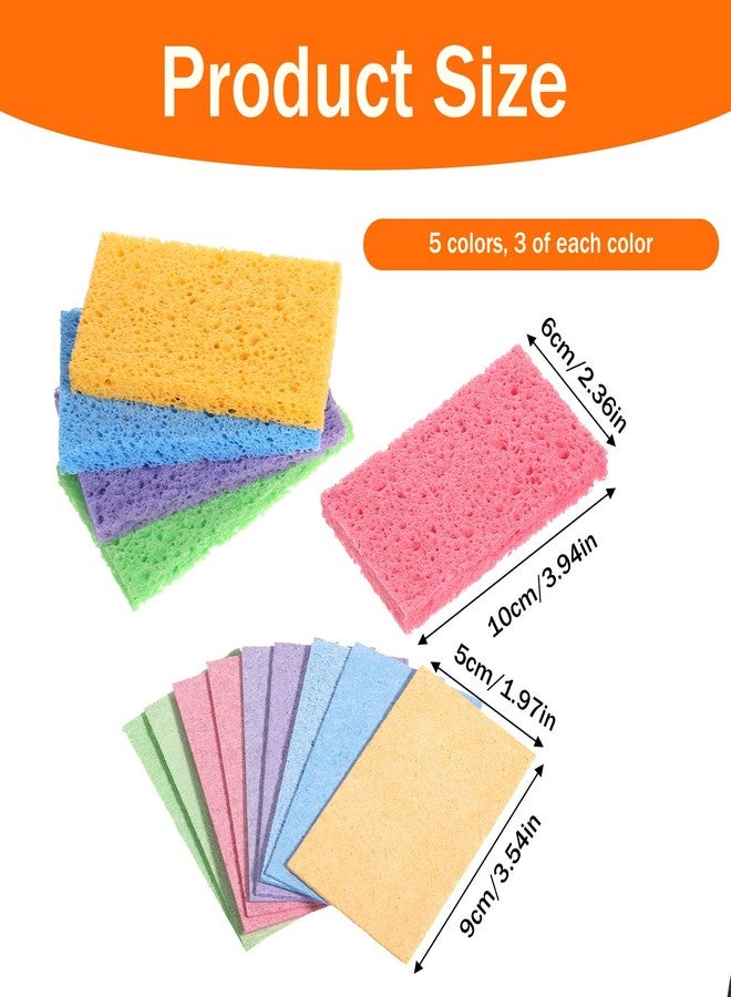 Styquenzer 15 PCS Kitchen Sponges, Natural Compressed Cellulose Sponge for Dishes Cleaning Cleaning Scrub Colored Sponge Non Scratch Natural Dish Sponges for Kitchen Bathroom Cars, Funny Cut-Outs DIY - Image 2