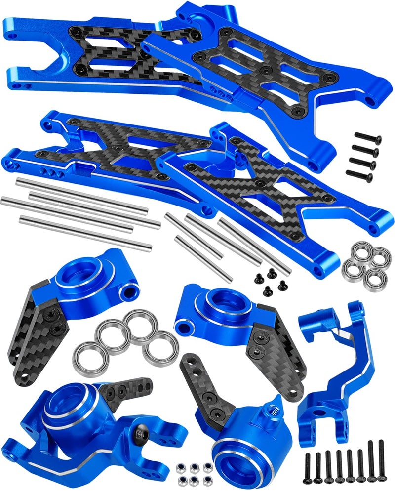 Generic RCHuiWow RC Alloy Suspension Arms & Caster Blocks C-Hub & Rear Stub Axle Carriers & Steering Blocks Upgrades Part for 1/10 Granite 3S BLX & Mega 550,Senton 3S BLX & Mega 550,Vorteks 3S BLX,Navy Blue  - Image 1