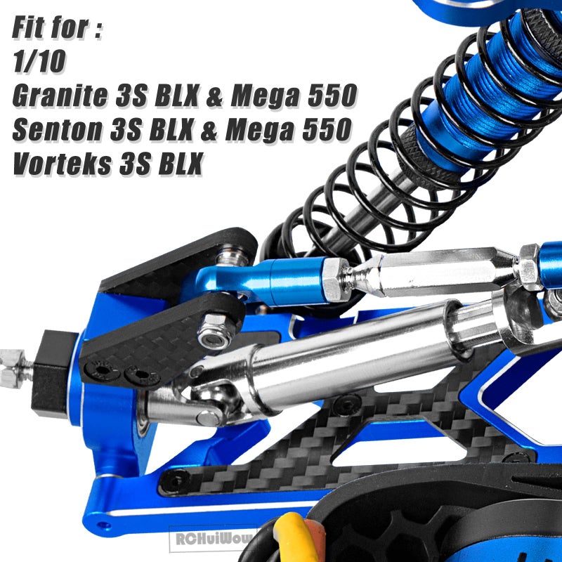 Generic RCHuiWow RC Alloy Suspension Arms & Caster Blocks C-Hub & Rear Stub Axle Carriers & Steering Blocks Upgrades Part for 1/10 Granite 3S BLX & Mega 550,Senton 3S BLX & Mega 550,Vorteks 3S BLX,Navy Blue  - Image 2