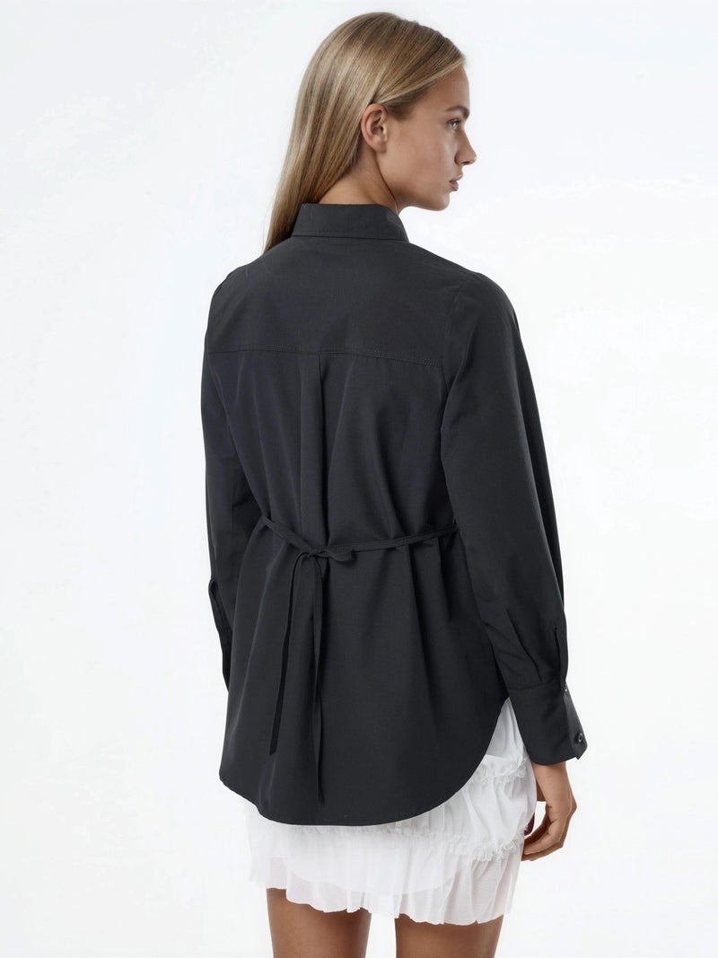 Qustyle QU STYLE Lace Detailed Fitted Poplin Shirt - Image 3