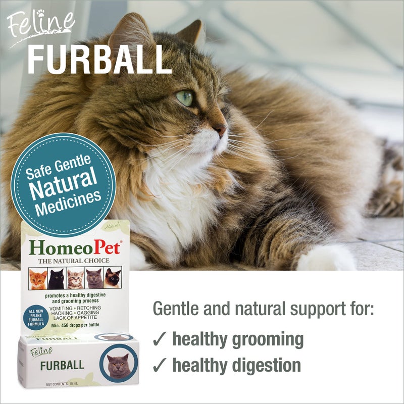 HomeoPet Feline Furball, Safe and Natural Hairball Supplement for Cats, Cat Hairball Relief, 15 Milliliters - Image 2