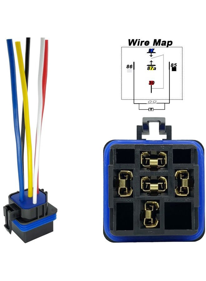 iRhapsody 5 PACK 40/30 AMP 12 V DC Waterproof Relay and Harness - Heavy Duty 12 AWG Tinned Copper Wires, 5-PIN SPDT Bosch Style Automotive Relay - Image 2
