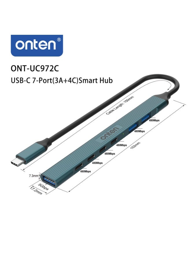 أونتن موزع USB-C UC972C بـ 7 منافذ USB و3 منافذ USB و4 منافذ USB-C - Image 4
