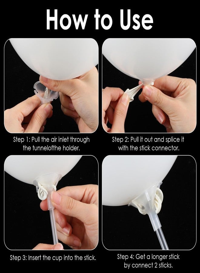 Elegaperma 100pcs Plastic Balloon Holder Sticks,Balloon Sticks with Cups,Palitos para Globos,12.6 In Clear Long Balloons Stick Holder for Wedding,Birthday,Anniversary,Baby Shower Party Decorations - Image 4