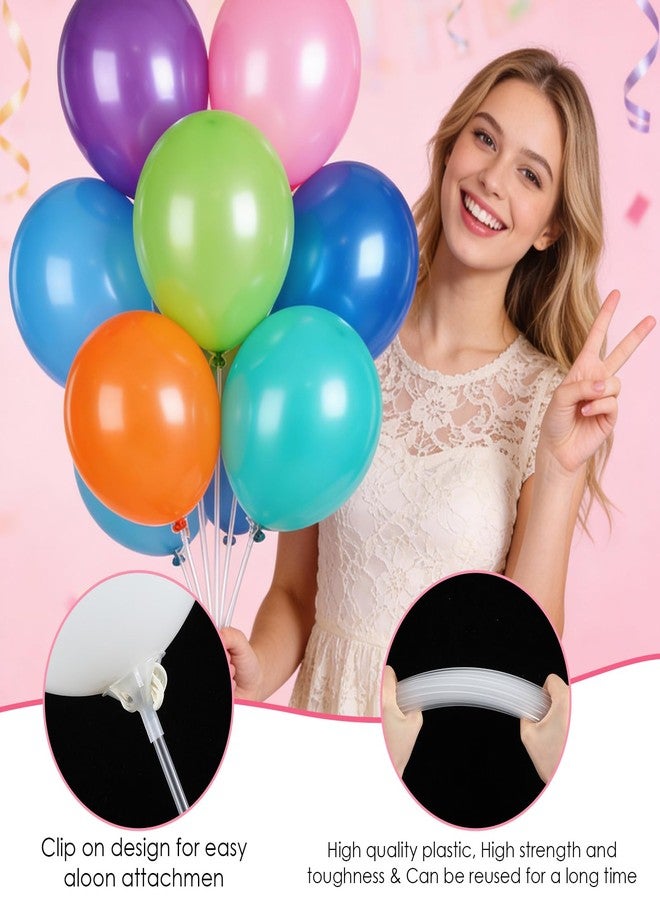 Elegaperma 100pcs Plastic Balloon Holder Sticks,Balloon Sticks with Cups,Palitos para Globos,12.6 In Clear Long Balloons Stick Holder for Wedding,Birthday,Anniversary,Baby Shower Party Decorations - Image 3
