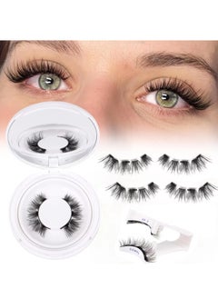 Magnetic Lashes, Wispy Faux Mink Lashes Magnetic Eyelashes Kit, Fluffy Eyelashes Reusable No Glue False Lashes with Magnets Natural Look (2 pairs)