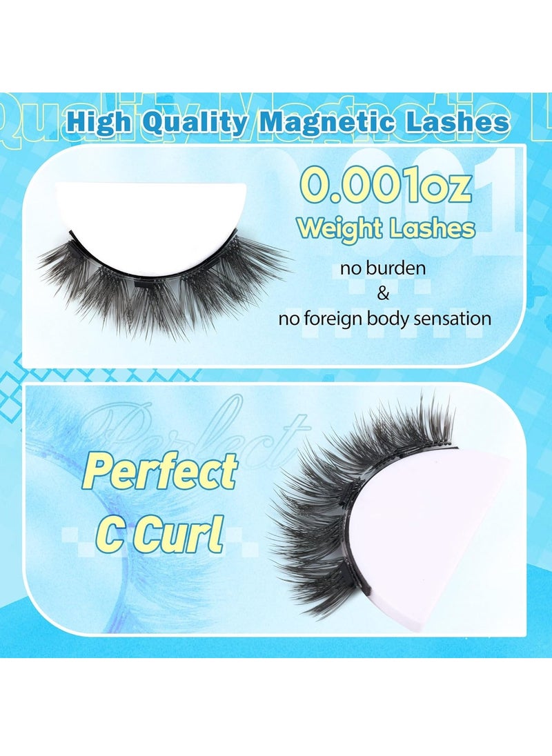 Generic - Magnetic Lashes, Wispy Faux Mink Lashes Magnetic Eyelashes Kit, Fluffy Eyelashes Reusable No Glue False Lashes with Magnets Natural Look (2 pairs) - Image 1