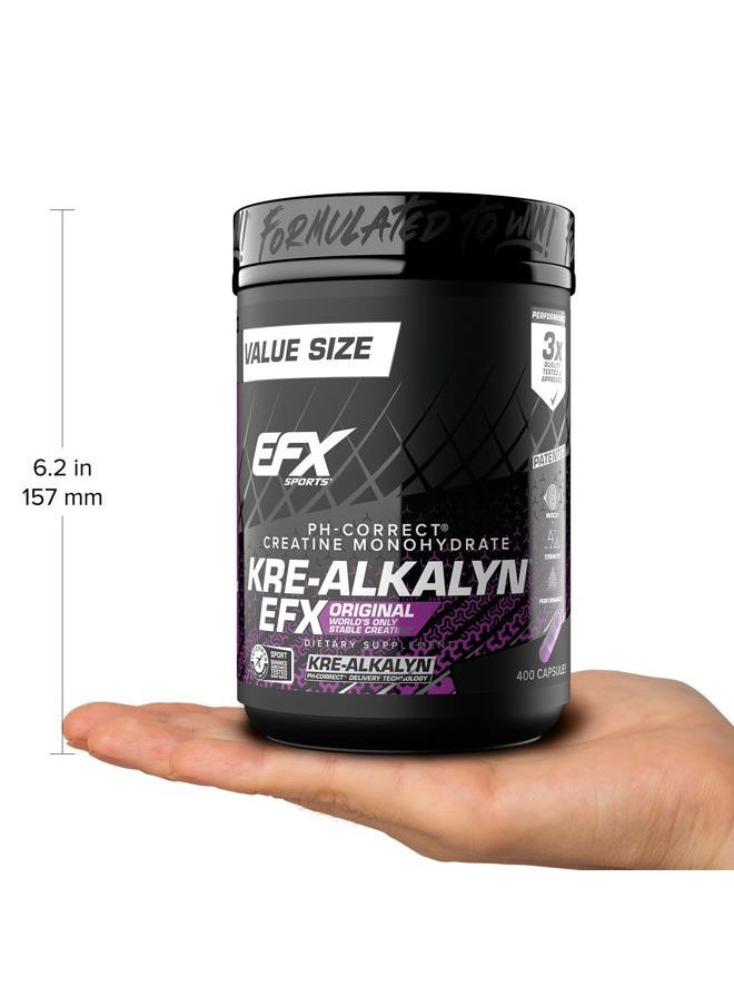 EFX SPORTS Kre-Alkalyn EFX | pH Correct Creatine Monohydrate Pill Supplement | Strength, Muscle Growth & Performance | 200 Servings, 400 Capsules  - Image 5