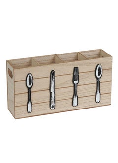 Y&D Wooden Silverware Holder 4 Compartments Kitchen Utensil Holder for Countertop Rustic Spoon Tools Storage Caddy Decoroon Decor 