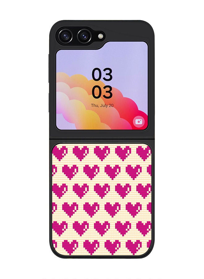 Stylizedd Rugged Black edge case for Samsung Galaxy Z Flip5, Slim fit Soft Case Flexible Rubber Edges Anti Drop TPU Gel Thin Cover -  Pixel Hearts - Image 1