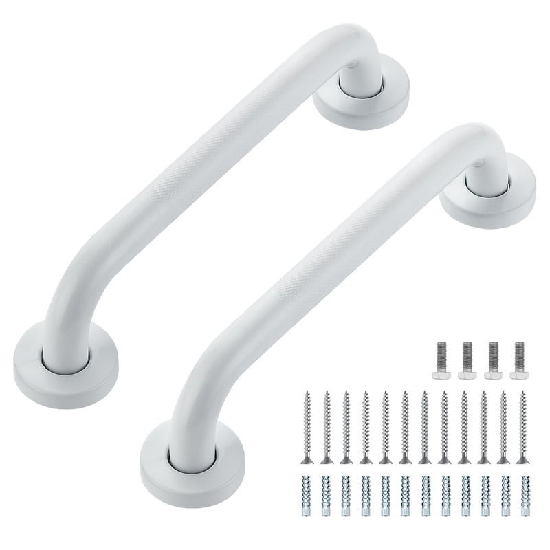 Ravinte Hardware Grab Bars for Shower 2 Pack 12Inch Anti Slip Shower Handles for Elderly Safety Shower Grab Bar Stainless Steel Handicap Grab Bars for Bathroom White 1 Diameter - Image 2