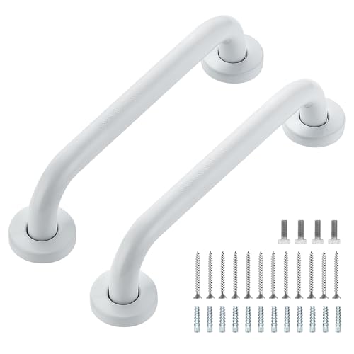 Ravinte Hardware Grab Bars for Shower 2 Pack 12Inch Anti Slip Shower Handles for Elderly Safety Shower Grab Bar Stainless Steel Handicap Grab Bars for Bathroom White 1 Diameter - Image 1
