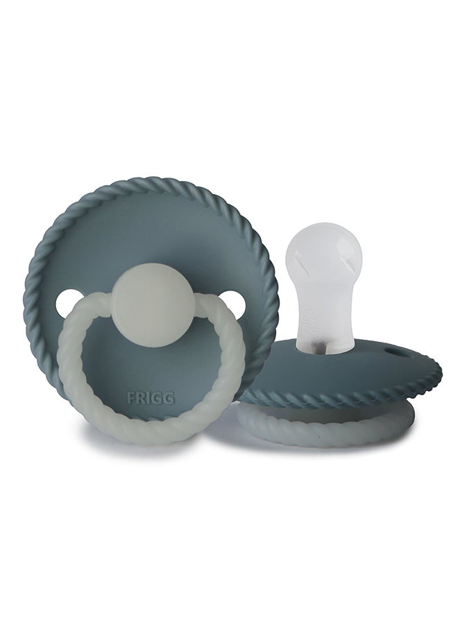 FRIGG Rope Silicone Baby Pacifier 6-18M 2-Pack Stone Blue Night/Sage Night - Size 2 - Image 1