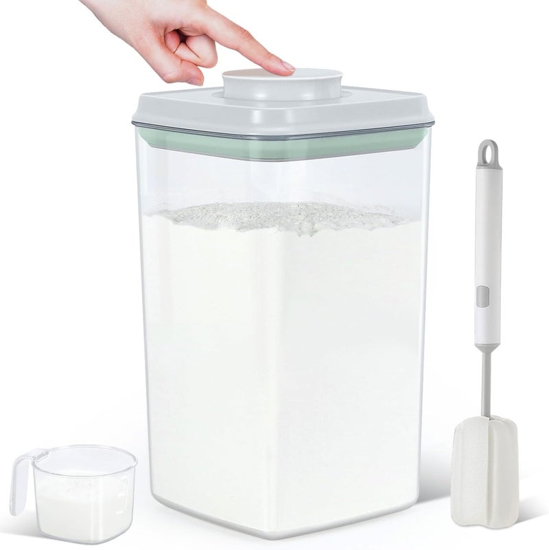 TBMAXS Airtight Flour Rice Storage Container with Pop-up Lid - 4.2 Qt Crystal-Clear Plastic Spaghetti Container, Tall and Slim Food Storage Bin Fit for Kitchen Pantry Organization - Image 1