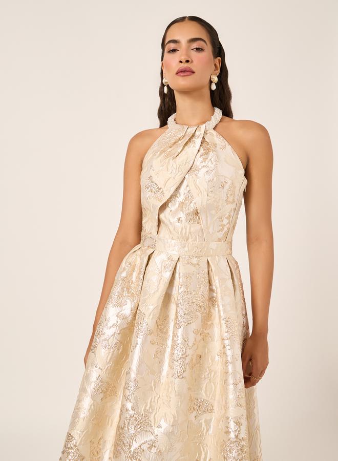 Styli Brocade Halter Midi Dress - Image 3