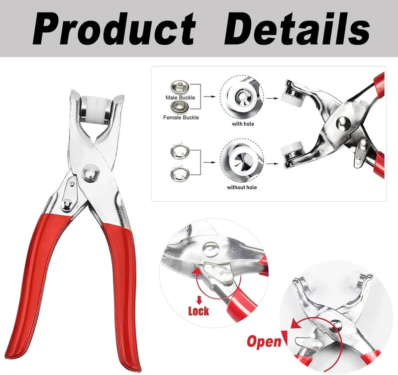 GOPIKRISHNA Piece Metal Snap Fasteners Set with Hand Pliers Storage Case Assorted Colors for Sewing DIY Crafts Clothing Hats Bags - Image 2