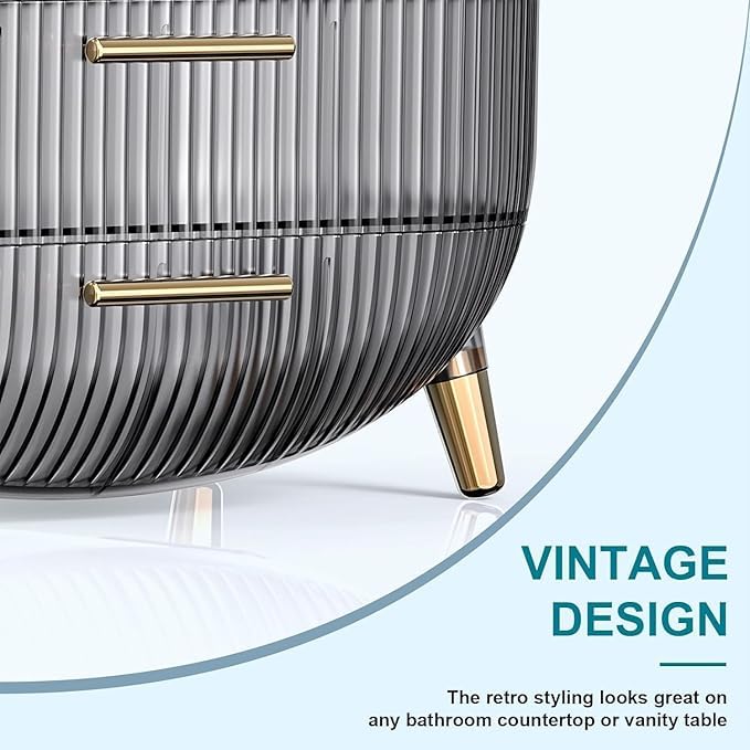 MIXEN Transparent Art Makeup Storage Box, Elegant Makeup Display Box with 2 Layers Storage Box and Transparent Lid, Countertop Portable Handle Vanity Makeup Storage Box College Style - Image 4