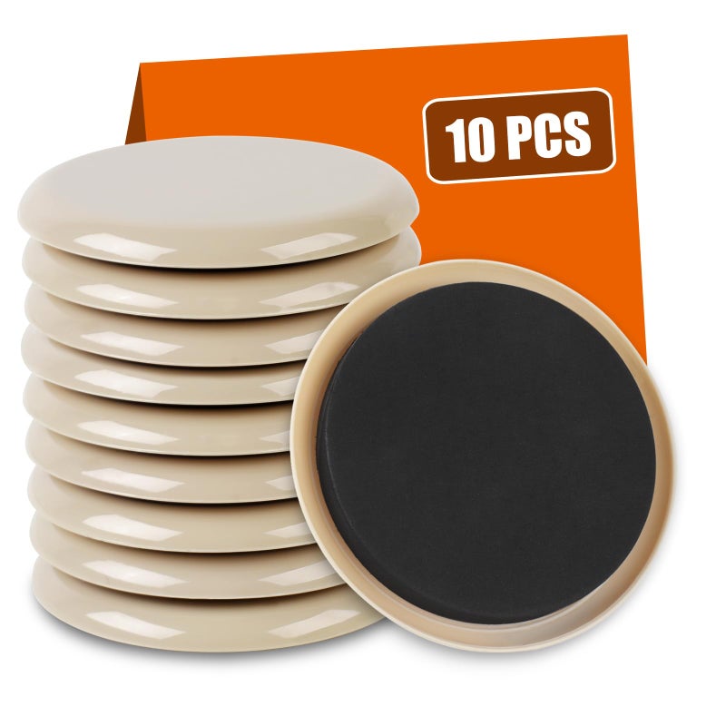 Ninsula 10PCS Furniture Sliders, 3 1/2" Furniture Sliders for Hardwood Floors, Reusable for Carpet, Heavy Duty Furniture Movers Sliders, Carpet, Floor Protectors (Beige) - Image 1