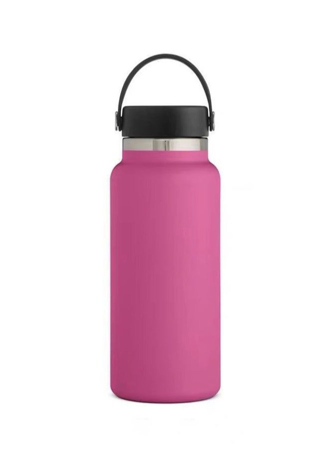 xozgdovg Thermos Cup Large capacity outdoor sports kettle Double vacuum 32oz deep pink