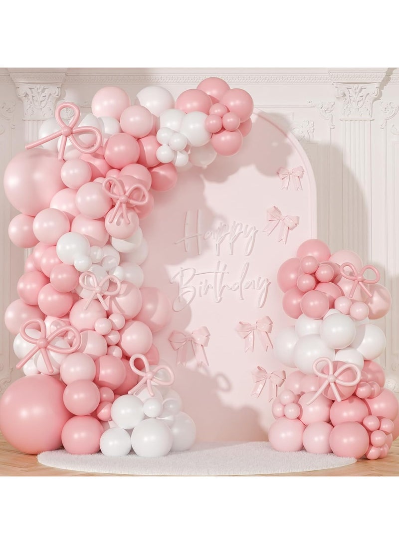 مجموعة البالون الوردي والأبيض ، البالونات البيضاء الوردية الخفيفة البالونات اللاتكس الوردية للزفاف - Image 1