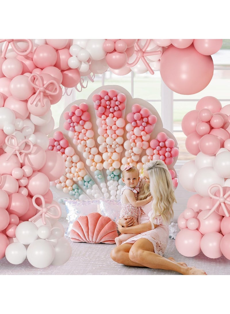 مجموعة البالون الوردي والأبيض ، البالونات البيضاء الوردية الخفيفة البالونات اللاتكس الوردية للزفاف - Image 3