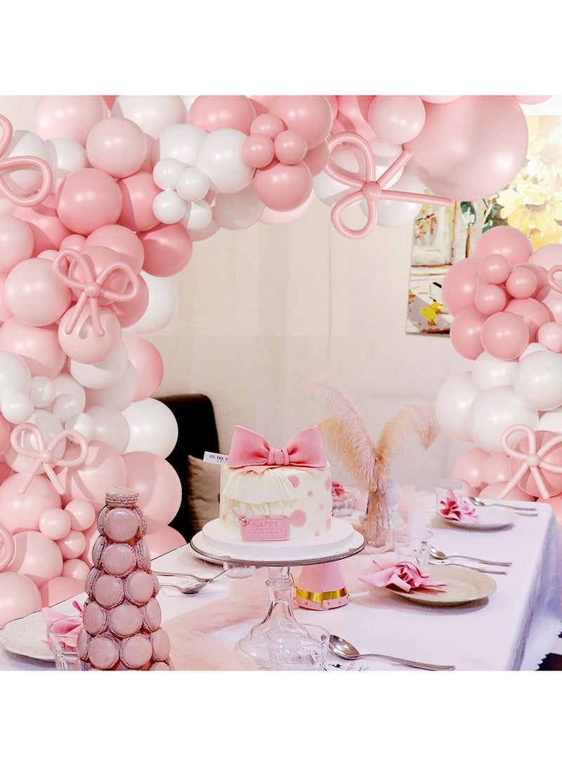 مجموعة البالون الوردي والأبيض ، البالونات البيضاء الوردية الخفيفة البالونات اللاتكس الوردية للزفاف - Image 4