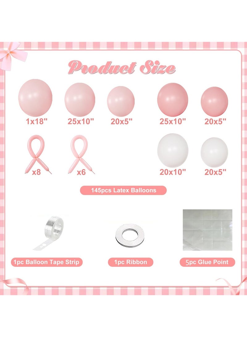 مجموعة البالون الوردي والأبيض ، البالونات البيضاء الوردية الخفيفة البالونات اللاتكس الوردية للزفاف - Image 5