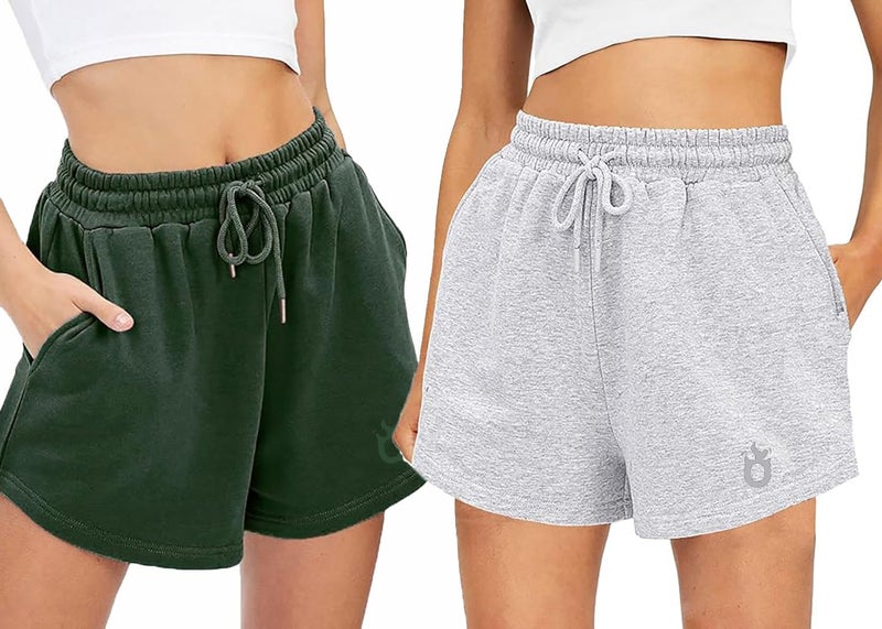 hotfits Women's Multicolor Casual Cotton shortsRelaxedfit Shorts with Adjustable Waistband and Pockets - Pack of 2 - XL - Image 5