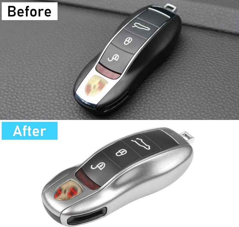 Jaronx Compatible with Porsche Key Fob Cover, Key Cover Compatible with Cayenne Panamera Macan Cayman 911 Compatible with Porsche Accessories (GT Silver) - Image 5