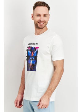 DIESEL Men Crew Neck Short Sleeve Graphic Print T,Shirt, White  - Image 2