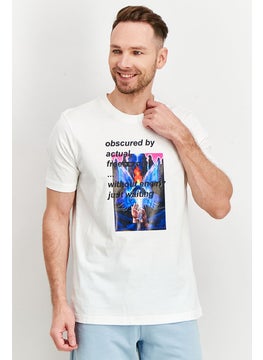 DIESEL Men Crew Neck Short Sleeve Graphic Print T,Shirt, White  - Image 1