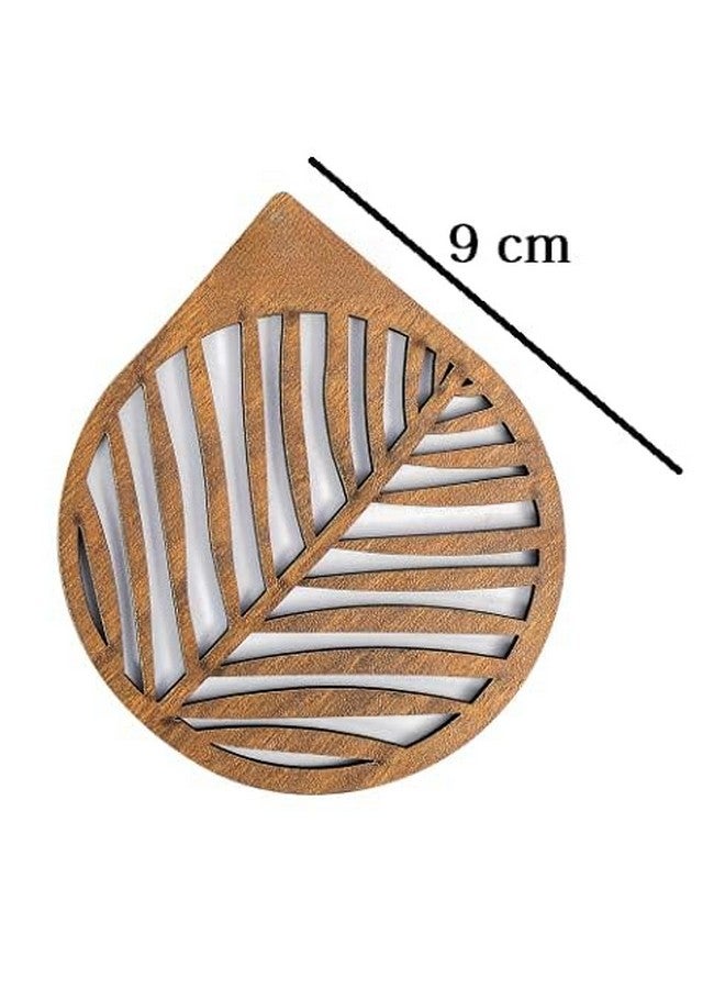Handmade Wooden Tea Coasters Wooden Drink Coaster Wood Table Coaster Set of 6 with Stand for Tea Cups Coffee Mugs Beer Cans Bar Tumblers and Water Glasses (PEAR Shape, Light Brown)  - Image 2