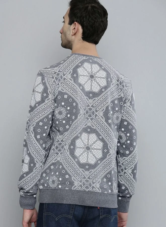 The Indian Garage Co  The Indian Garage Co Men Regular Fit Floral Crew Neck Full Sleeves Sweatshirt  | Best Price UAE