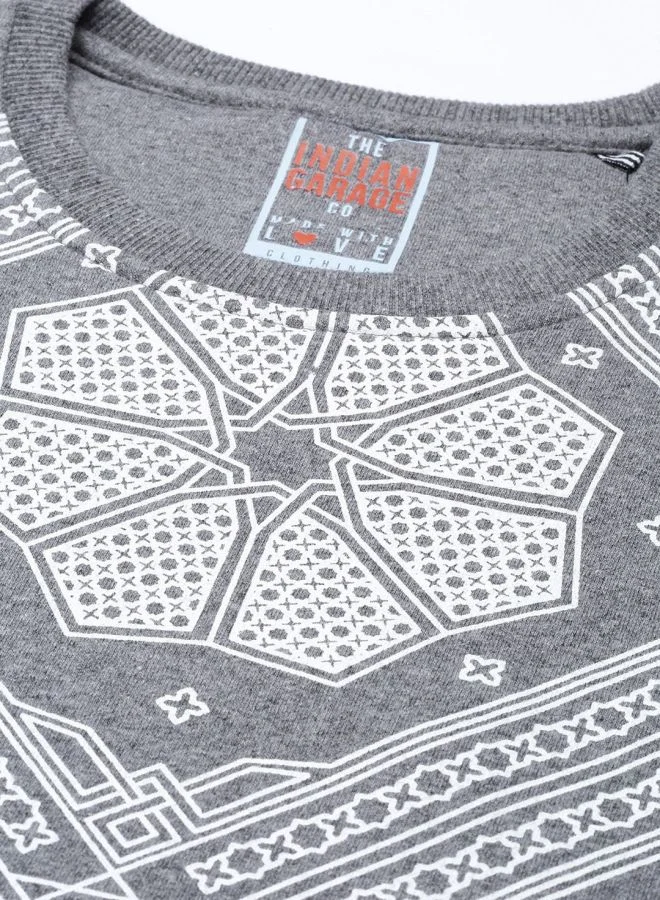 The Indian Garage Co  The Indian Garage Co Men Regular Fit Floral Crew Neck Full Sleeves Sweatshirt  | Best Price UAE