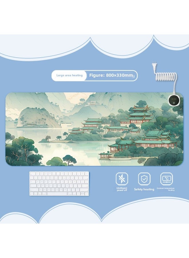 Ink Landscape Heating Heating Pad Warm Table Mat Office Computer Desktop Heating Mouse Pad-Color:600x360mm-Pattern:Jr-ink Landscape 122  - Image 1