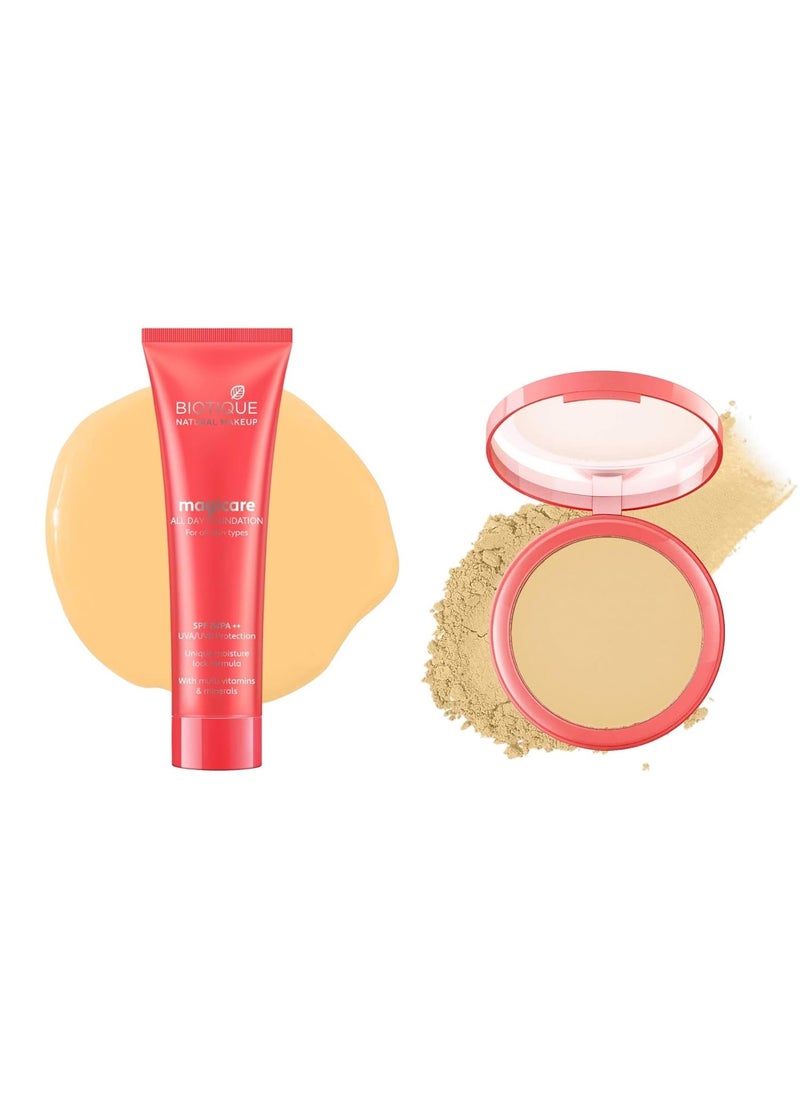 Biotique natural makeup matte foundation for acne prone skin sand 30ml and magicompact sand 8g pack of 1  - Image 2
