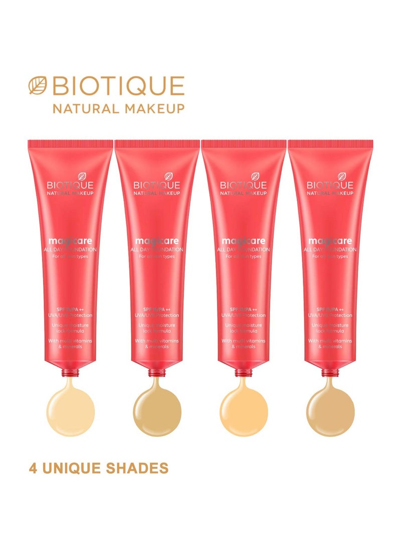 Biotique natural makeup matte foundation for acne prone skin sand 30ml and magicompact sand 8g pack of 1  - Image 3