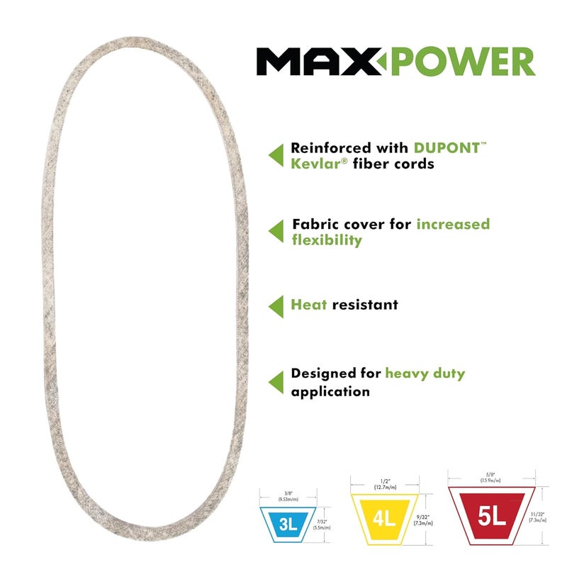 Maxpower 347590 Premium Belt Reinforced with Kevlar Fiber Cords, 5/8" x 45" - Image 3