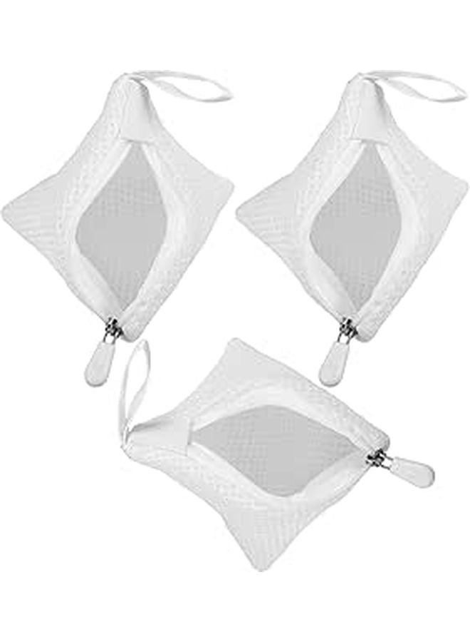 3Pcs White Zippered Mesh Laundry Bags 12x12cm Polyester Wash Bags For Delicates - Image 1