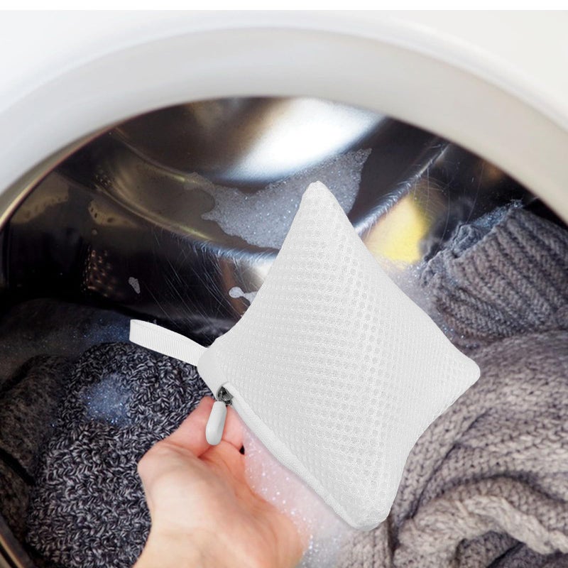 3Pcs White Zippered Mesh Laundry Bags 12x12cm Polyester Wash Bags For Delicates - Image 5